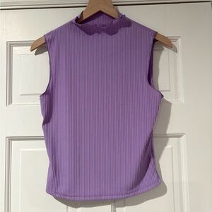 Aritzia Lavender Sleeveless Ribbed Blouse